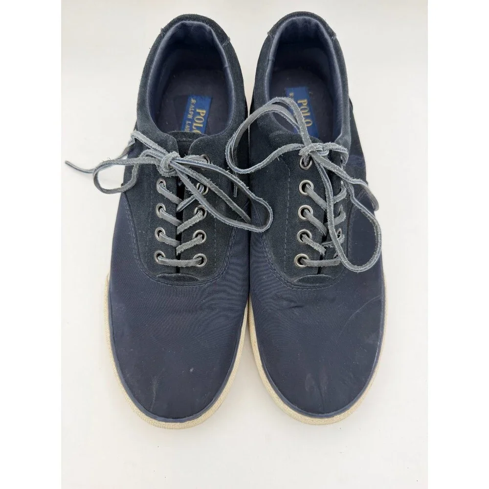 Polo Ralph Lauren Vaughn Sneakers Men's 10D Navy Suede Canvas Lace Up Shoes